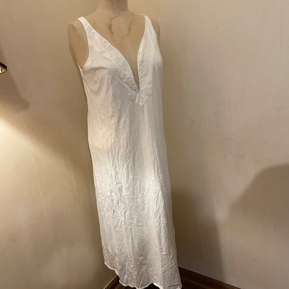 LAUREN RALPH LAUREN Embroidery Trim Cotton Knit NIGHT GOWN XL
